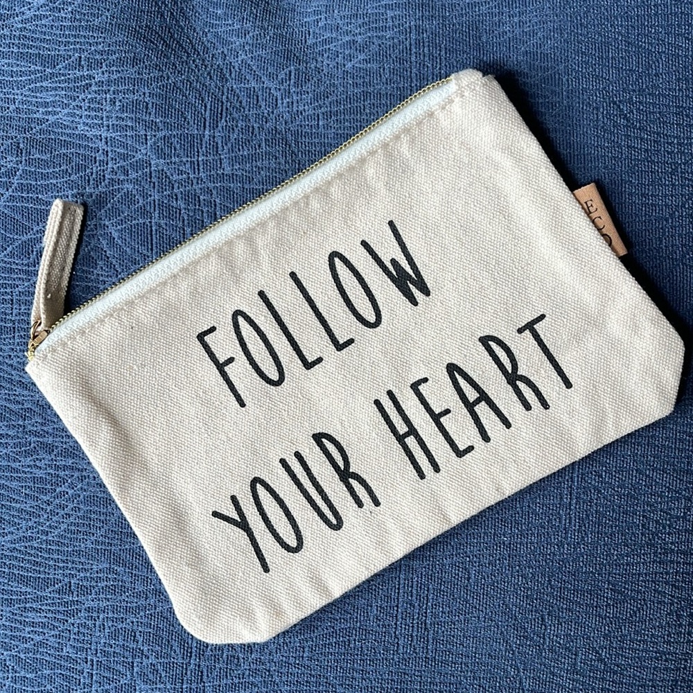 ECO “FOLLOW YOUR HEART” Beige Canvas Pouch
